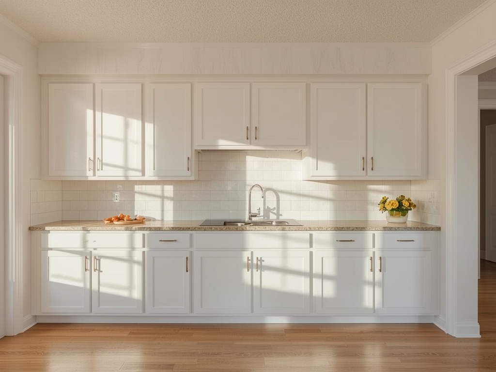1990s tract kitchen with new shaker doors on existing boxes in Moorpark, CA