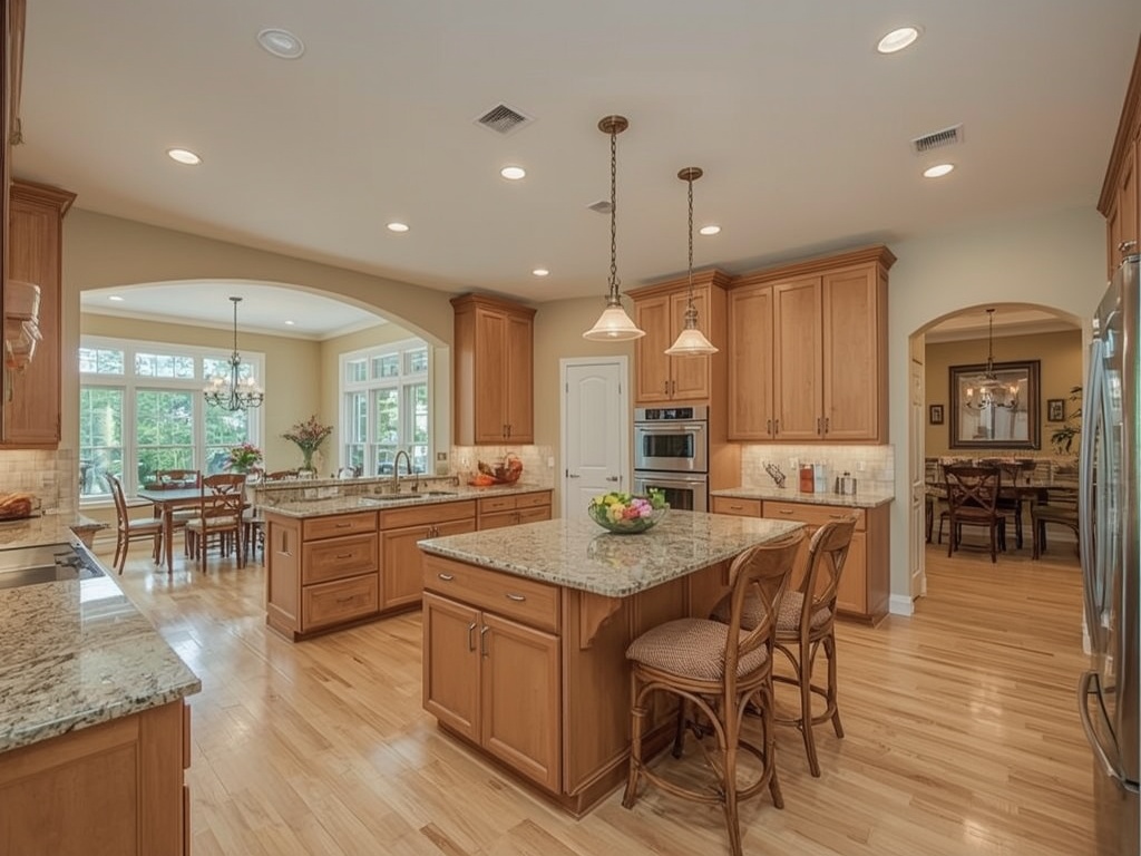 Master-planned home kitchen with a large island in Newbury Park, CA