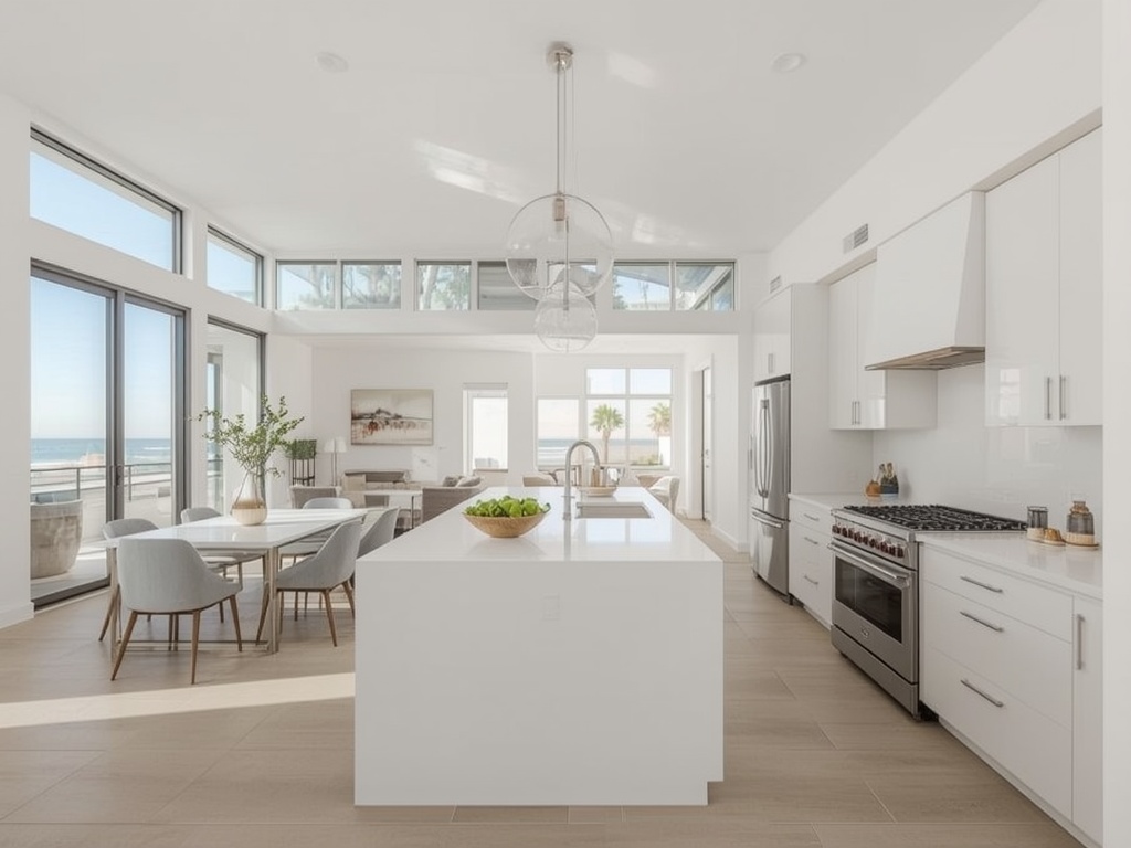 Bright contemporary kitchen in a newer coastal home in Oxnard, CA